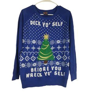 Deck Yo Self Before You Wreck Yo Self Funny Ugly Christmas Sweater Women’s M/L